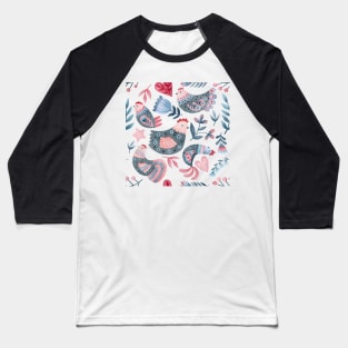 Simple Scandinavian style Chicken pattern Baseball T-Shirt